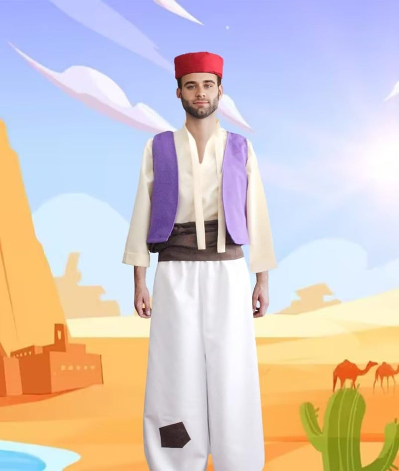 Ainiel Men’s Arab Prince Costume Suits Party(XL) White - Image 4