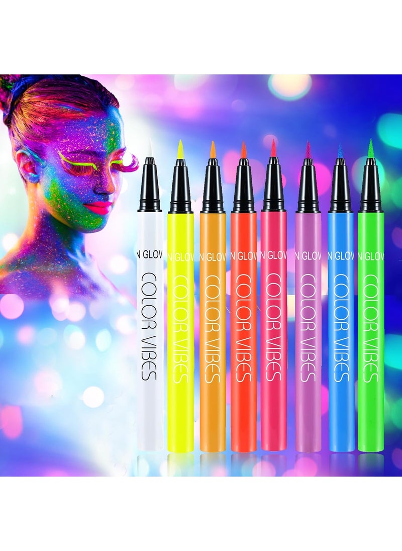 CCbeauty - CCbeauty Liquid Face Paint Makeup 8 Colors Sweatproof Smudgeproof, Waterproof UV Glow Neon Eye Liner Set, Body Painting Kit for Artist Kids Halloween Tattoo Pens Christmas Birthday Gift - Image 1