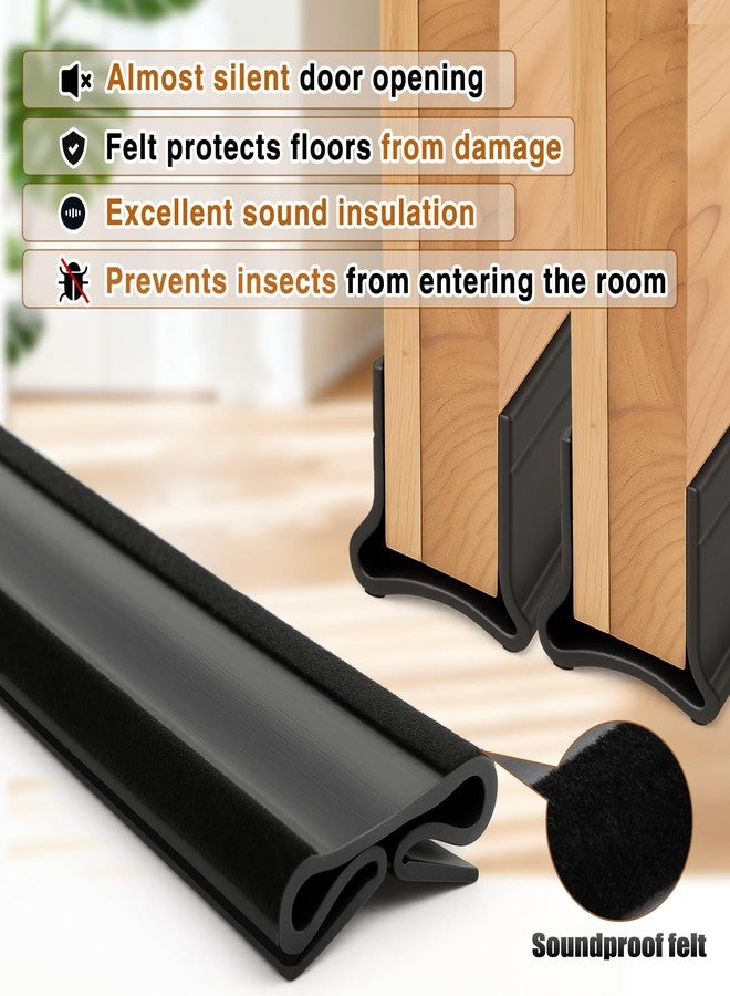 Pangda 2 Pcs Door Draft Stopper 36.6 Inch Length Cuttable Underdoor Noise Stopper Weather Windproof Weatherproof Stripping Door Seal Self Adhesive (Black) - Image 3