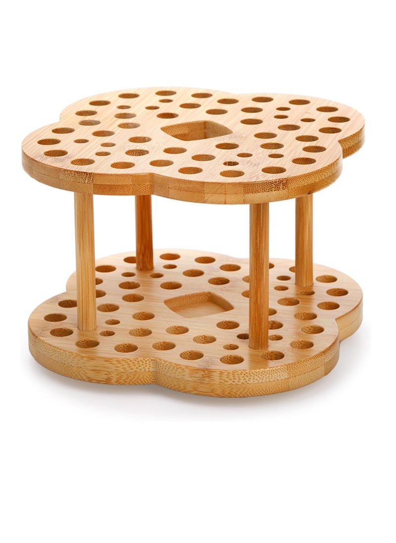 Foraineam Foraineam 2 Pack Rotating Paint Brush Holder 53 Holes Bamboo Display Drying Stand Artist Paint Brush Organizer Watercolor Brush Stand Rack Paint Brush Storage Art Supply Organizer  - Image 3