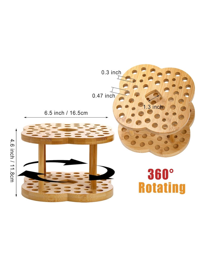Foraineam Foraineam 2 Pack Rotating Paint Brush Holder 53 Holes Bamboo Display Drying Stand Artist Paint Brush Organizer Watercolor Brush Stand Rack Paint Brush Storage Art Supply Organizer  - Image 2