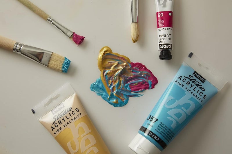 Pebeo Studio Acrylics High Viscosity Paint - Iridescent Precious Gold, 100ml - Image 5