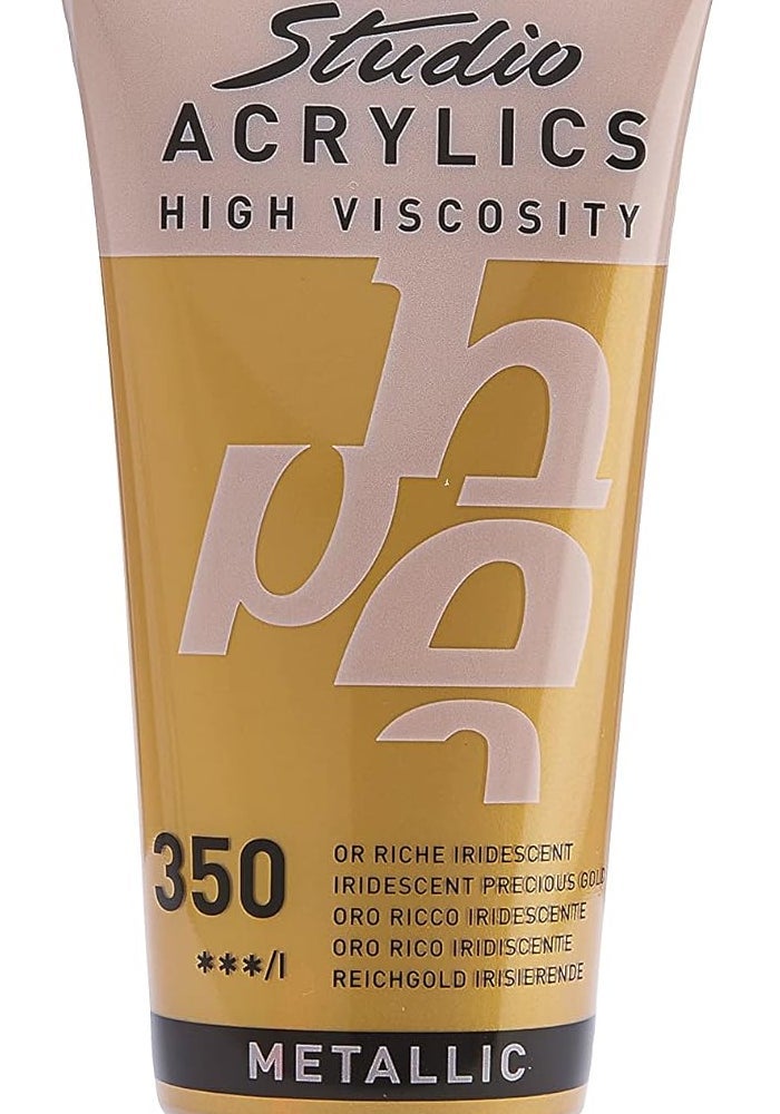 Pebeo Studio Acrylics High Viscosity Paint - Iridescent Precious Gold, 100ml - Image 1