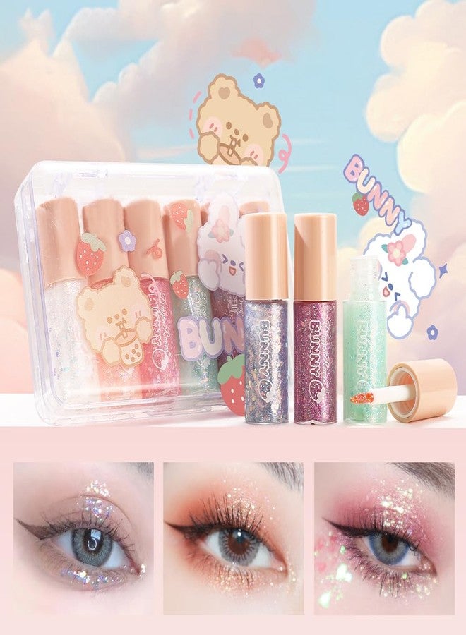 Aseawave 6Pcs Liquid Glitter Eyeshadow Eyeliner, Korean Makeup Bling Under Eye Shadow, Shimmer Eye Make Up, Long Lasting,Quick Drying & Pigmented Loose Glitter Glue for Crystals Eye Makeup - Image 5