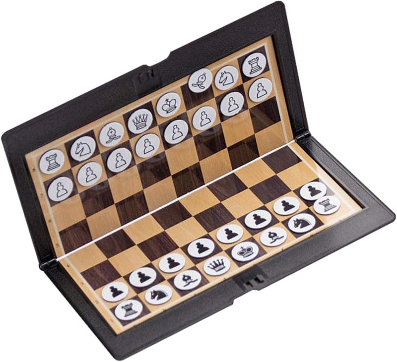 klarako Foldable Mini Magnetic Chess Set Portable Wallet Pocket Chess Board Games for Camping Travel - Image 1