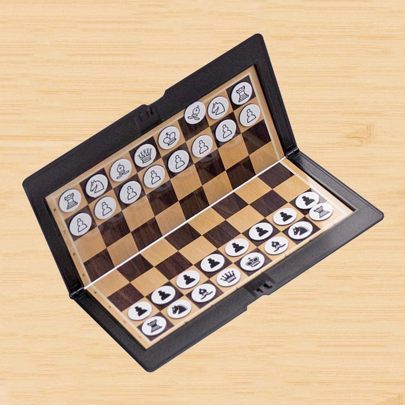 klarako Foldable Mini Magnetic Chess Set Portable Wallet Pocket Chess Board Games for Camping Travel - Image 2