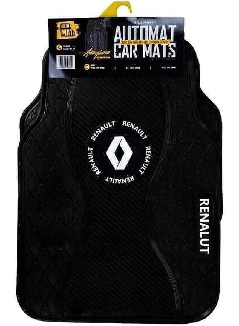 RENAULT 5-Piece Full-Coverage Waterproof and Non-Slip Car Floor Mat Set (Front and Rear) for Renault – Black - Image 1