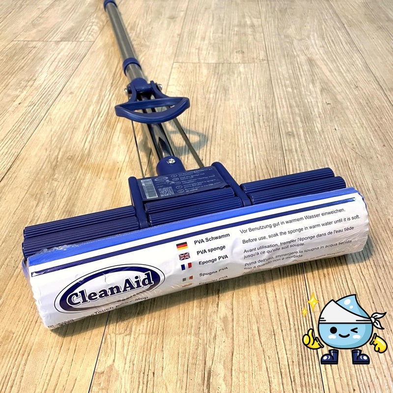CleanAid منظف الأرضيات CleanAid OneTouch GO ممسحة الأرضيات ممسحة مع وظيفة العصر ممسحة لتنظيف الأرضيات مع إسفنجة PVA ومقبض ممسحة من الفولاذ المقاوم للصدأ - Image 5