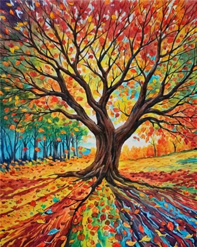 ldazao Tree of Life Paint By Numbers Kit for Adults Beginner DIY Painting Kits for Adults Stained Glass Easy Paint By Number Acrylic On Canvas Drawing Colorful Paintworks Artwork 16 X 20 Inch - Image 1