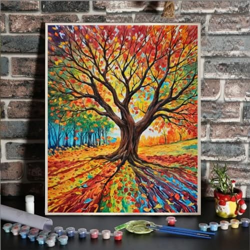 ldazao Tree of Life Paint By Numbers Kit for Adults Beginner DIY Painting Kits for Adults Stained Glass Easy Paint By Number Acrylic On Canvas Drawing Colorful Paintworks Artwork 16 X 20 Inch - Image 3