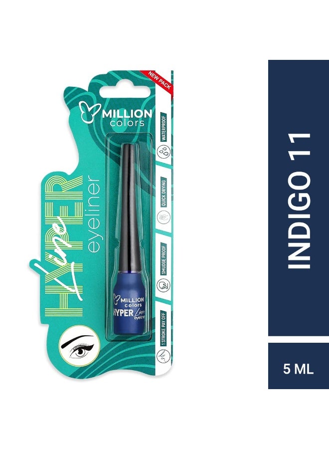 Million Colors Blue Colour Waterproof Liquid Eyeliner | Matte Finish | Last Upto 12 Hours | Quick Drying, Smudge-Proof & Water-Resistant - 5 ML (SUNRISE BLUE 11) - Image 5