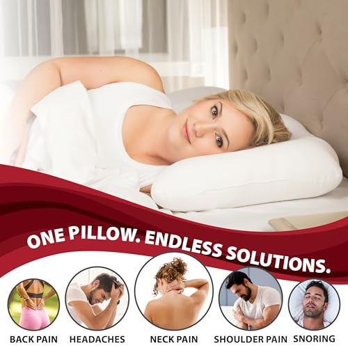 Core Products D-Core Cervical Neck Pillow - Extra Firm Orthopedic Support for Neck Discomfort, Back Sleepers, Dual Neck Rolls, Cervical Alignment, Full Size, Assembled in USA - Image 2