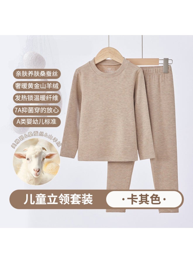 Children's Velvet Thermal Underwear For Girls And Boys Suit Thickened Silk Cashmere 7a Bacteriostatic Thermal Clothes Autumn Clothes And Pants