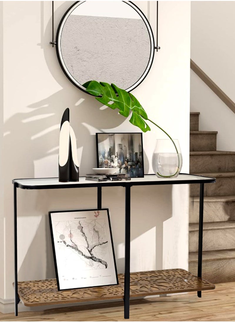 Living - Console Table Glass Top with Storage Shelf 130*80*30 CM - Image 1