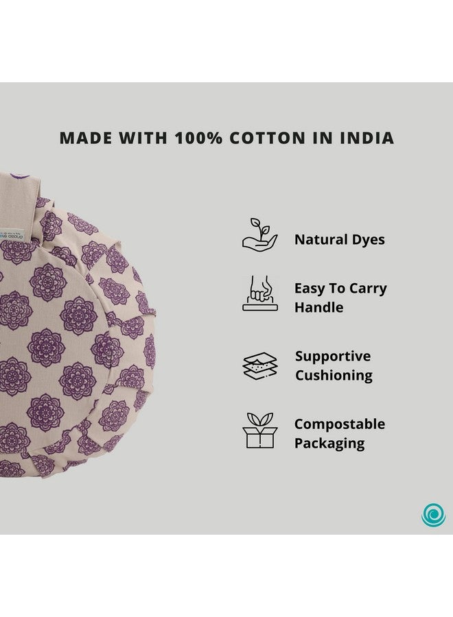 Core Asana Round Cushion for Tailbone, Sciatica, Lower Back Pain Relief | Meditation Cushion Pillow with Removable Cotton Cover & Adjustable Inner Filling (Violet Mandala)  - Image 3