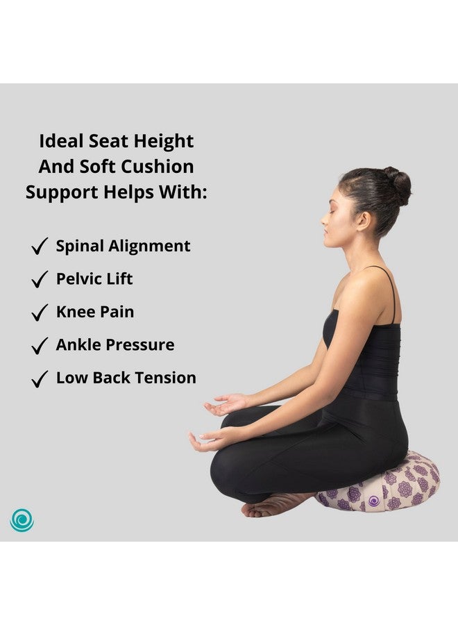 Core Asana Round Cushion for Tailbone, Sciatica, Lower Back Pain Relief | Meditation Cushion Pillow with Removable Cotton Cover & Adjustable Inner Filling (Violet Mandala)  - Image 5