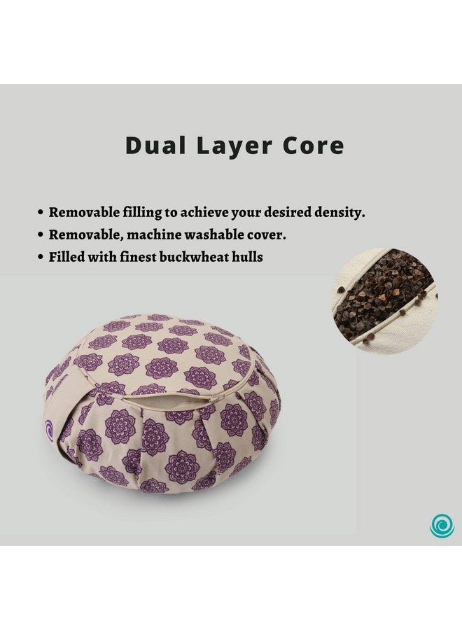 Core Asana Round Cushion for Tailbone, Sciatica, Lower Back Pain Relief | Meditation Cushion Pillow with Removable Cotton Cover & Adjustable Inner Filling (Violet Mandala)  - Image 4