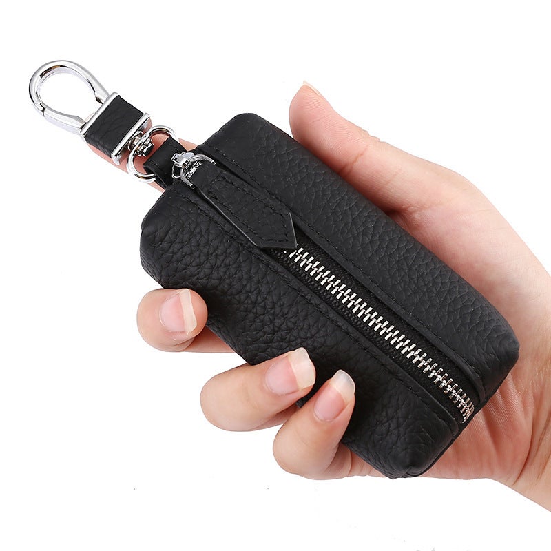 Leather Car Key Bag Men'S Top Layer Cowhide Car Key Case Zipper Keychain Household Keychain Men'S - Image 4
