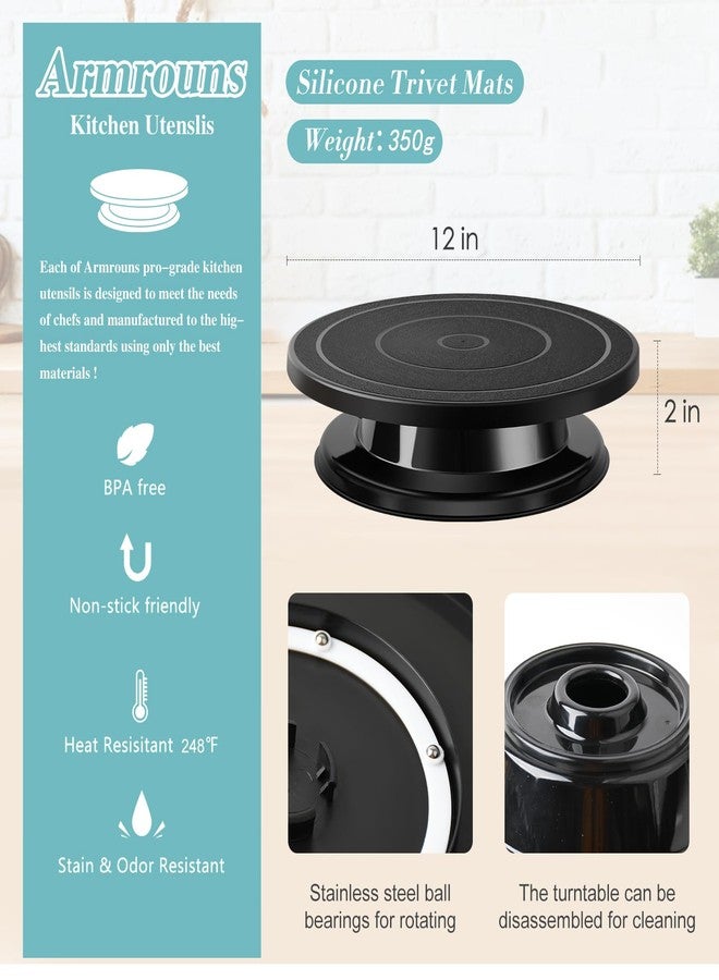 Armrouns 11 Inch Cake Stand, Rotating Cake Turntable for Decorating, Display & Baking, Smooth Revolving Spinner Stand - Image 2