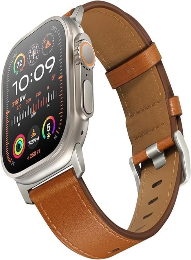 Next Store Compatible with iWatch Ultra 2 / Ultra 49mm 45mm 44mm 42mm for Men Women, Top Grain Genuine Leather Strap for iWatch Series 1 to 9