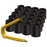 ColorLugs Vinyl Lug Nut Cover  Black  Flexible Fit Wheel Lug Nut Cap  Fits 17 mm  Pack of 25  Includes Deluxe Extractor  Made in The USA