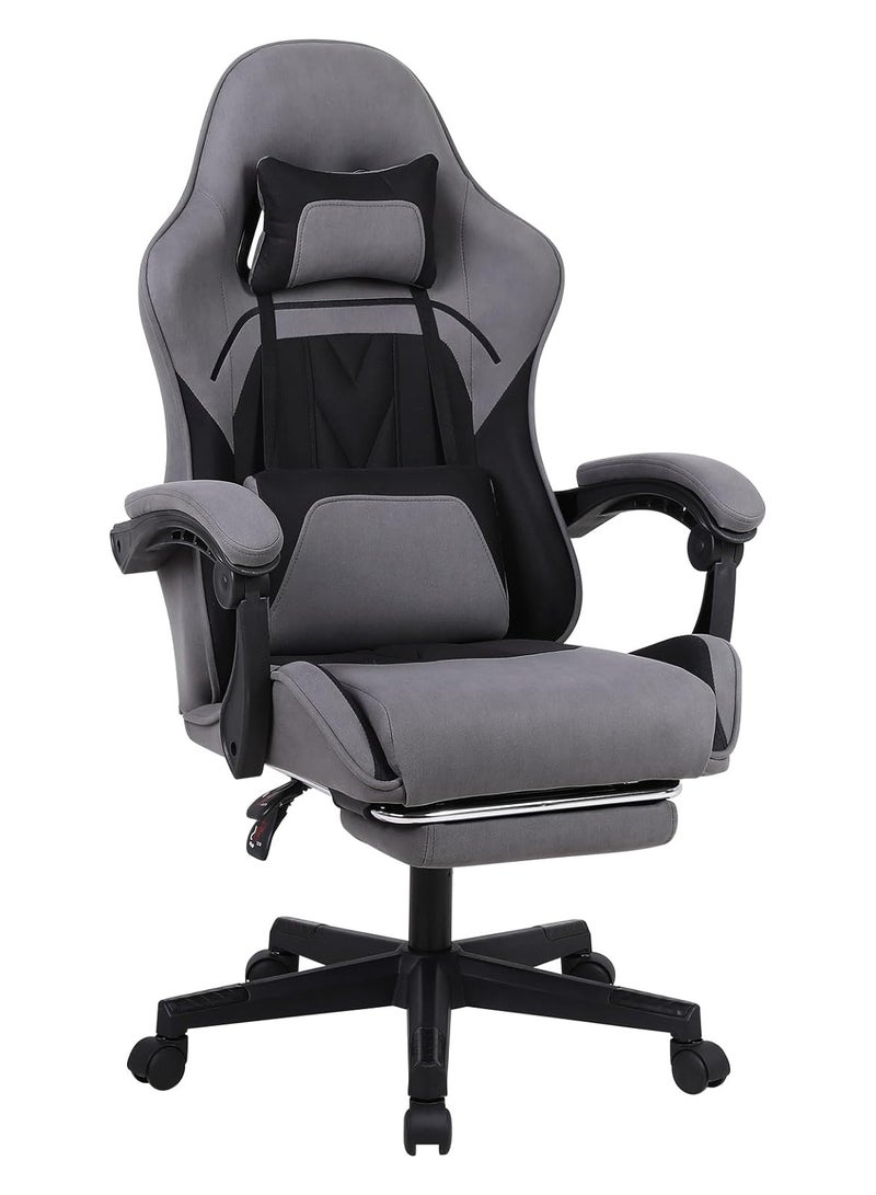 Gaming Chair, Computer Chair with Footrest and Lumbar Support, Height Adjustable Game Chair with 360°-Swivel Seat and Headrest and for Office - Image 1