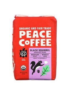 Peace Coffee Peace Coffee, Organic Black Squirrel Expresso Blend, Medium Roast, Whole Bean, 12 oz (340 g)  - Image 1