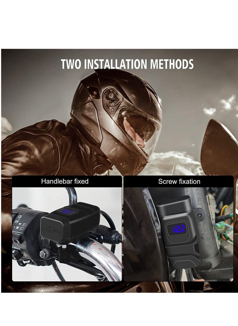 SYOSI - Motorcycle Charger SAE to USB Car Adapter Dual Fast and 12V Voltmeter with Independent On/Off Power Switch 10A Fuse Charging Kit for Phone GPS Tablet - Image 1