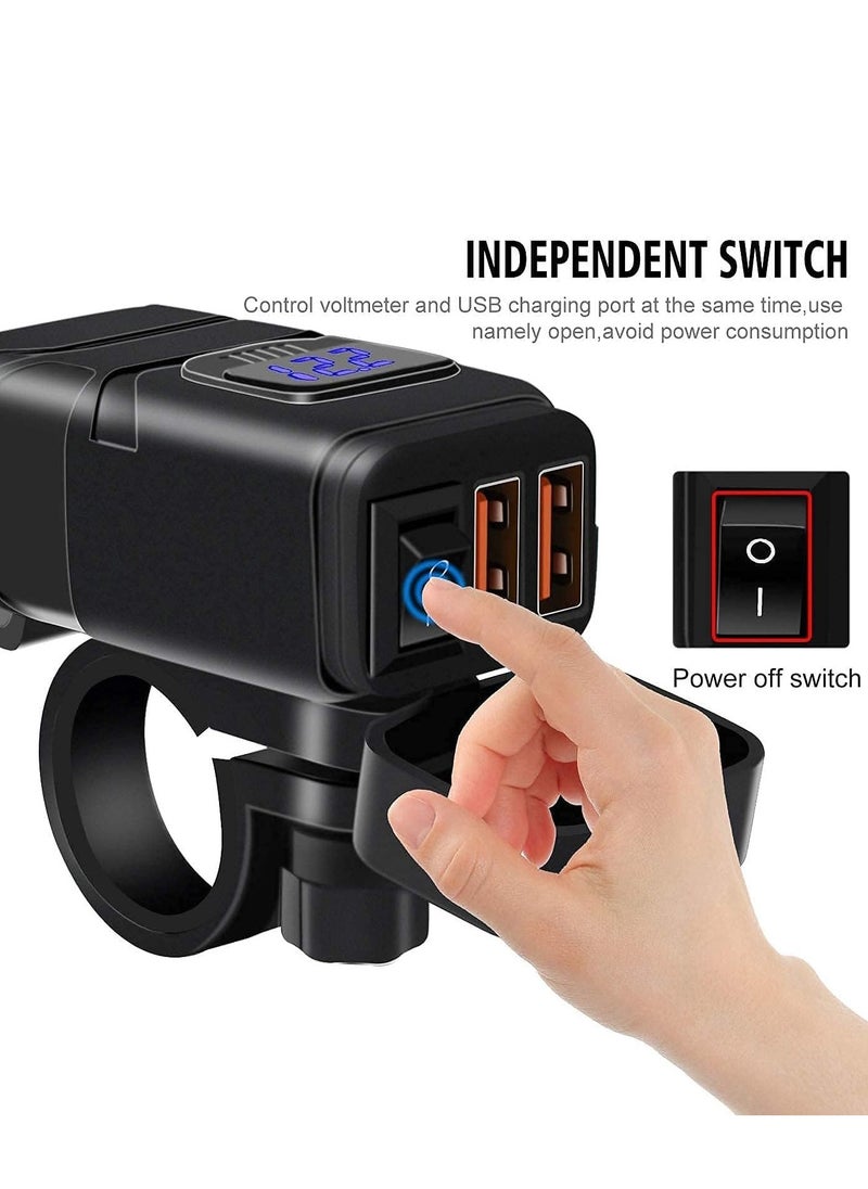SYOSI Motorcycle Charger SAE to USB Car Adapter Dual Fast and 12V Voltmeter with Independent On/Off Power Switch 10A Fuse Charging Kit for Phone GPS Tablet  - Image 3