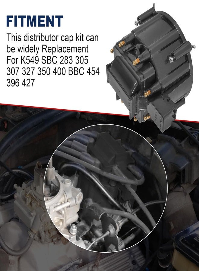 غطاء موزع HEI ودوار بديل لمحركات K549 SBC 283 305 307 327 350 400 BBC 454 396 427، طقم غطاء موزع كبير أسود اللون. - Image 2