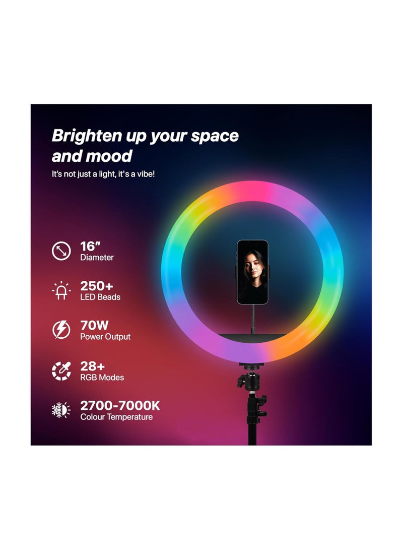 IZI Light 16-Inch RGB LED Ring Light – 28+ Multi-Color Modes – No Tripod – Compatible with iPhone, Android & Cameras – Perfect for YouTube, Makeup, Live Streaming & Photography  - Image 3