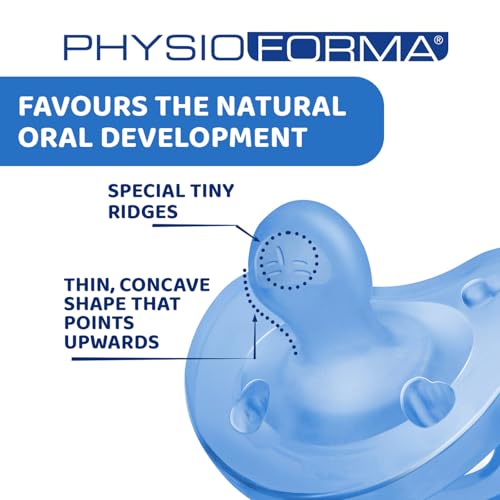 Chicco PhysioForma Soother for Babies (6-16 Months) Pack of 2 | Baby Pacifier with Unique Shape to Support Baby's Breathing | Soft Silicon Material | BPA Free (Blue, Green) - Image 3