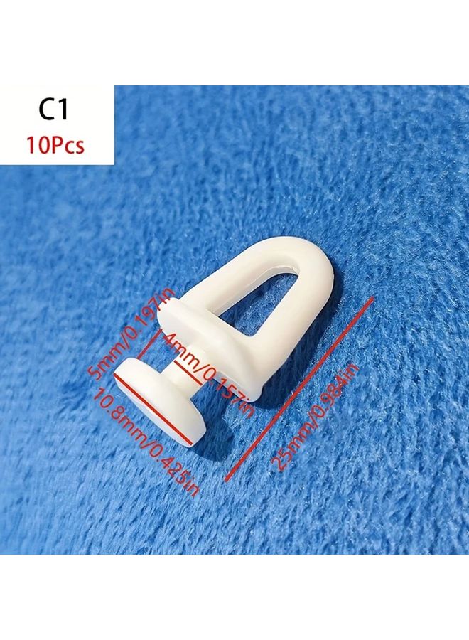 10pcs Style C1 Curtain Hook Slider Wheels Heavy Duty Plastic Metal Track Rollers Easy Install - Image 1
