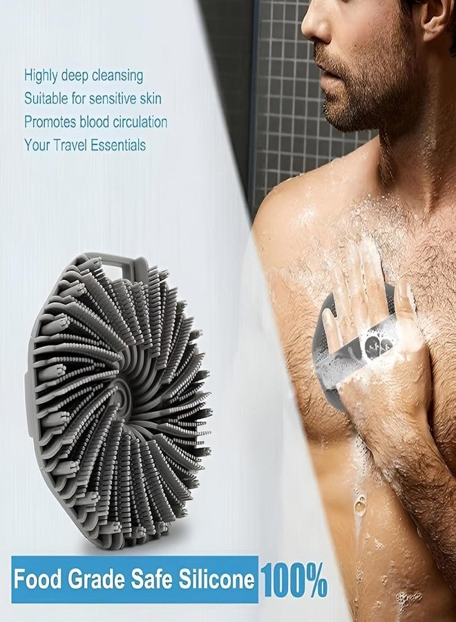 Feelon ليفة استحمام سيليكون من فيلون، ليفة استحمام لتنظيف وتغذية وتقشير البشرة، شعيرات غنية بالرغوة مع مقبض مريح مانع للانزلاق، مقشر للجسم للرجال والنساء - Image 4
