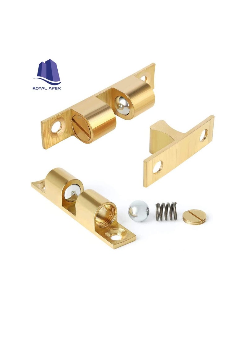 Cabinet Cupboard Door Catch Adjustable Double Ball Tension Catch for Cupboard Cabinet Door Furniture Latch 4 Pcs (70mm, Brass) - Image 2