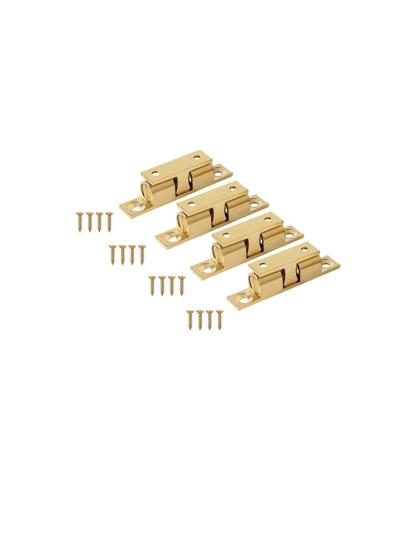 Cabinet Cupboard Door Catch Adjustable Double Ball Tension Catch for Cupboard Cabinet Door Furniture Latch 4 Pcs (70mm, Brass) - Image 1