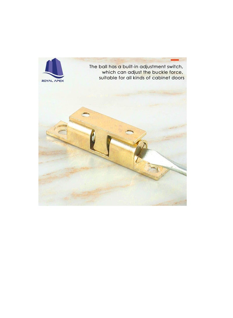 Cabinet Cupboard Door Catch Adjustable Double Ball Tension Catch for Cupboard Cabinet Door Furniture Latch 4 Pcs (70mm, Brass) - Image 3