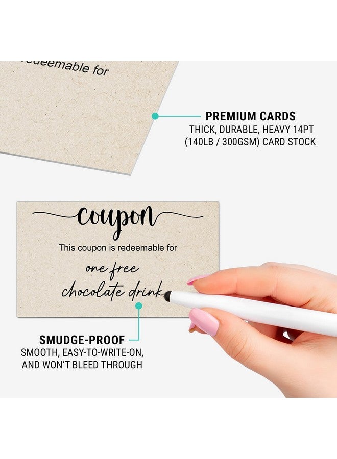 321 دن بطاقات قسائم فارغة باللون البني الفاتح، مقاس 3.5×2 (عبوة من 50 قطعة) صنع في الولايات المتحدة، شهادة هدايا صغيرة يمكنك صنعها بنفسك، قسائم للهدايا، العطلات، بطاقات عيد الحب البسيطة التي يمكن استبدالها بتصميم، ورق سميك، مساحة للتخصيص - Image 3