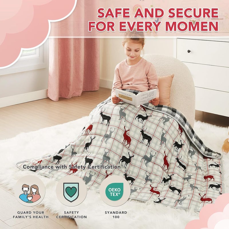 CuteKing بطانية مرجحة من - بطانية مرجحة مع خرز زجاجي فاخر - بطانية ثقيلة قابلة للتنفس لنوم مريح - بطانية سميكة ناعمة لجميع الفصول (10 أرطال، 50x60 بوصة، غزال) - Image 2