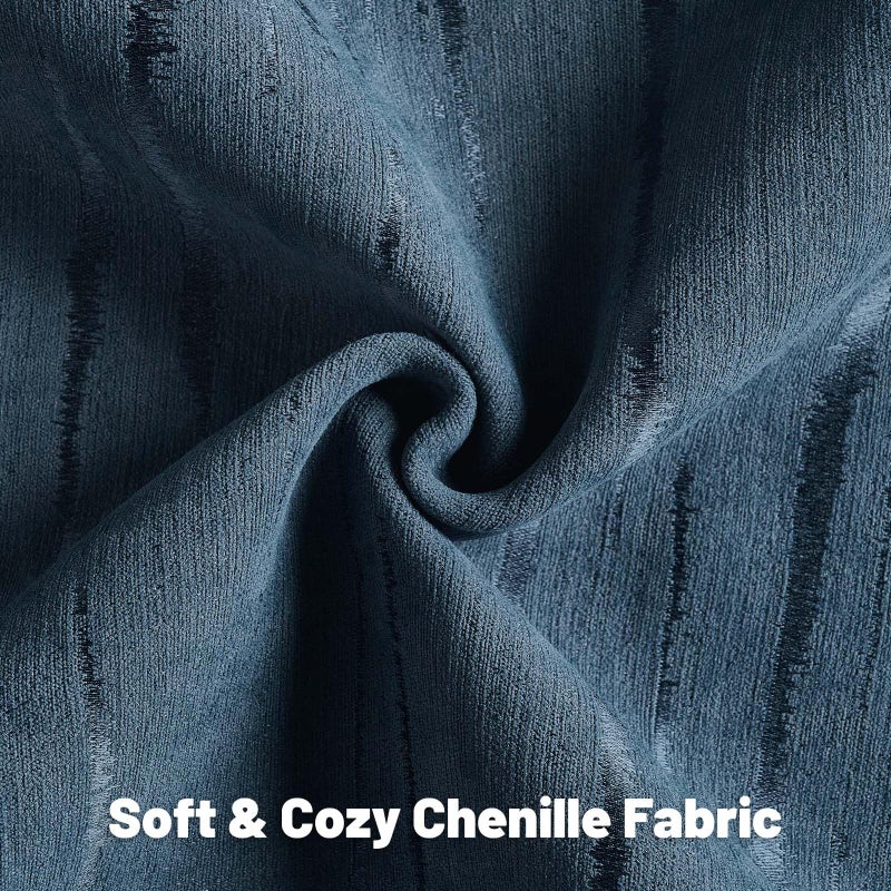 FUTEI Navy Blue Chenille Decorative Throw Pillow Covers 18x18 Inch Set of 2,Soft Embossed Striped Textured Cushion Case,Modern Home Decor for Couch Bed Living Room - Image 2