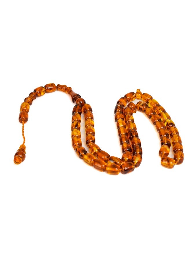 R.S Polish Amber Ground Prayer Beads, Barrel Story, 51 Beads - Image 1