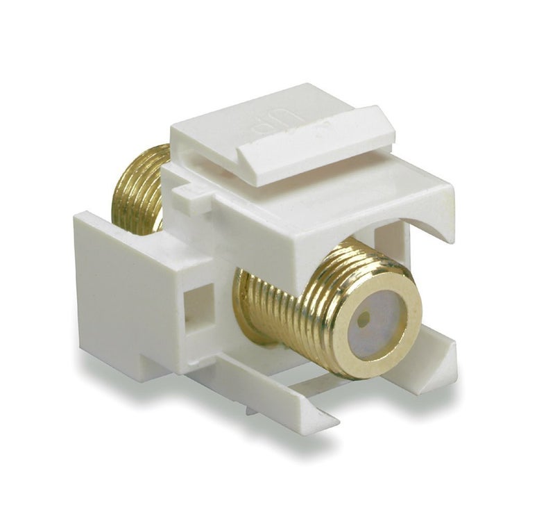 On-Q Legrand - OnQ F Keystone Connector, Recessed Keystone Coax Insert, Nickel-Plated 1GHz Keystone F-81 Coupler, Keystone Insert, White, 10 Count, WP3481WH10 - Image 2