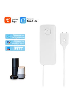 WIFI Water Leak Sensor Intrusion Detector With Alexa Google Home And Built-In Rechargeable Battery White