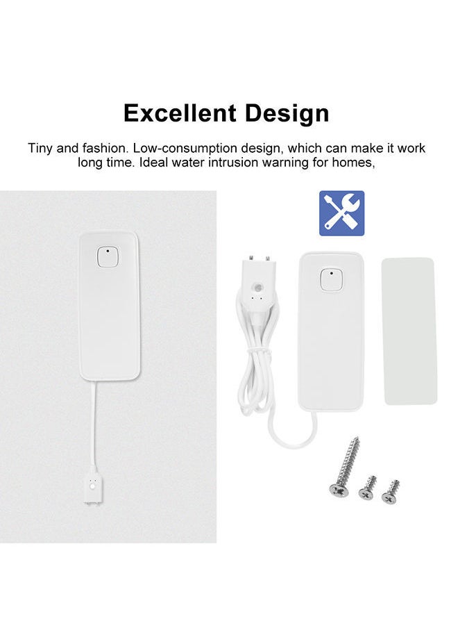 NIBEMINENT - WIFI Water Leak Sensor Intrusion Detector With Alexa Google Home And Built-In Rechargeable Battery White - Image 1