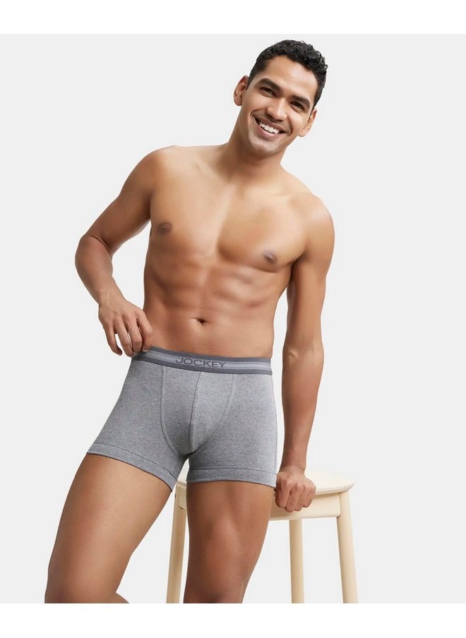 JOCKEY - Jockey Men's Super Combed Cotton Rib Solid Trunk with Stay Fresh Properties (Pack of 2)_Style_1015_Mid Grey Melange_L - Image 1