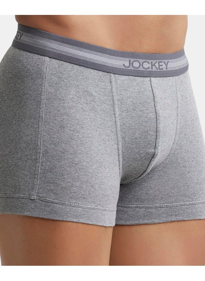 JOCKEY - Jockey Men's Super Combed Cotton Rib Solid Trunk with Stay Fresh Properties (Pack of 2)_Style_1015_Mid Grey Melange_L - Image 1