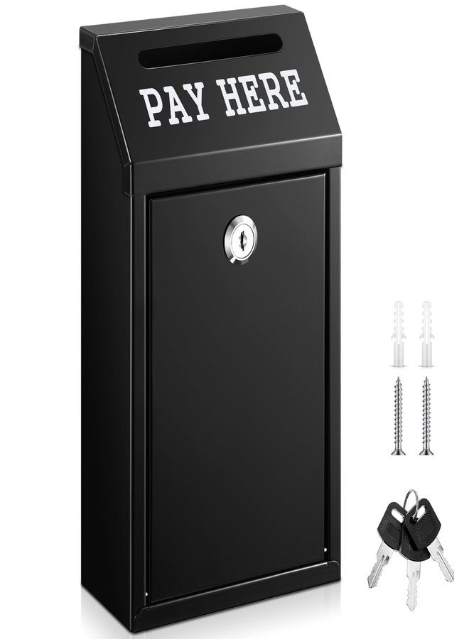 Yaocom Safe Cash Box Money Collection Metal Donation Box with Lock Wall Mount Pre Drilled Mailbox Delivery Ballot for Home Office Outdoor Self Serve Stand(Black,10.2 x 5.7 x 2.8 Inch) - Image 1
