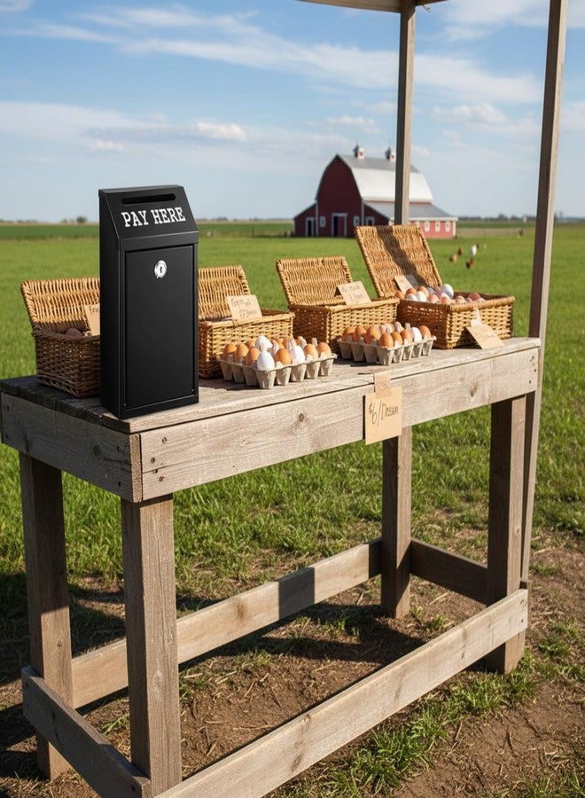 Yaocom Safe Cash Box Money Collection Metal Donation Box with Lock Wall Mount Pre Drilled Mailbox Delivery Ballot for Home Office Outdoor Self Serve Stand(Black,10.2 x 5.7 x 2.8 Inch) - Image 4