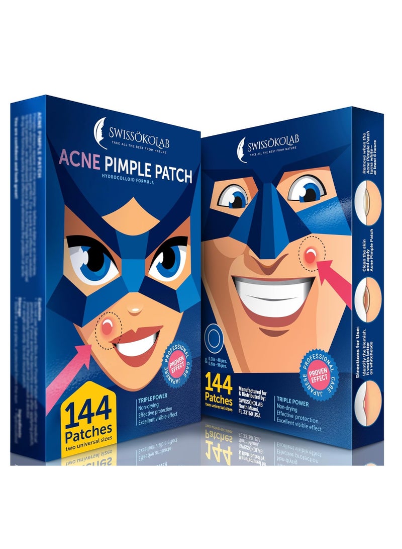 SWISSÖKOLAB SWISSÖKOLAB Acne Patch Pimple Patch Hydrocolloid Acne Stickers Absorbing Spot Dot Acne Cover 144 Acne Dots Pimple Sticker Acne Pimple Master Patch Blemish Patches  - Image 1