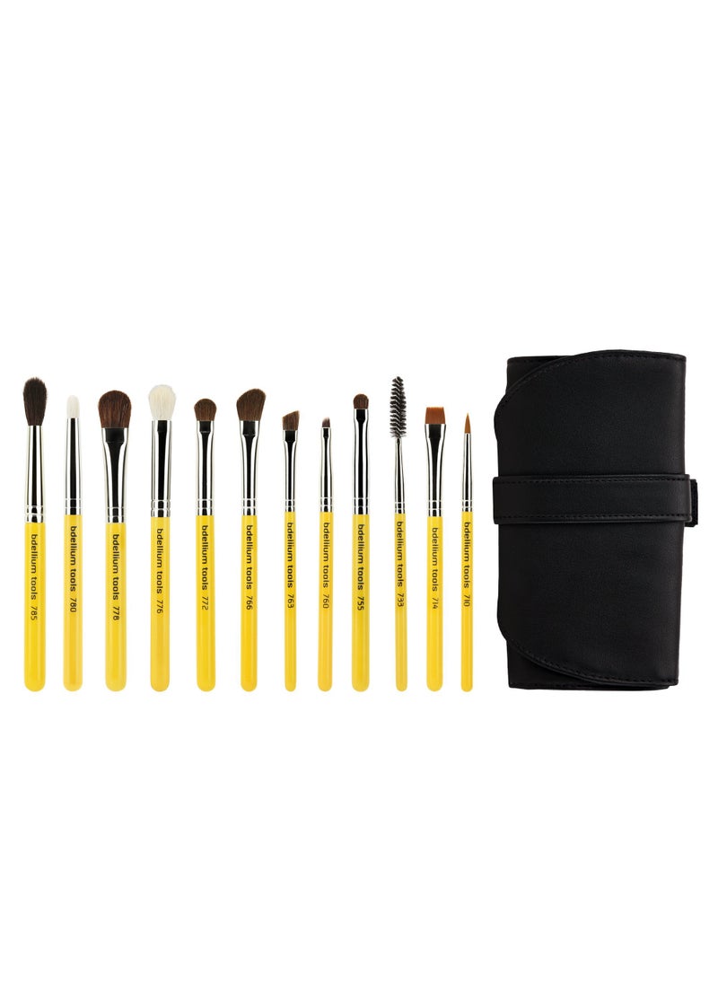Bdellium Tools - Bdellium Tools Professional Makeup Brush Travel Series - Eyes 12pc. Brush Set with Roll-Up Pouch - Image 1
